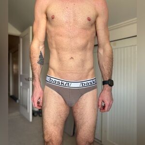 Baskit Men’s Cotton Stretch Brief — Gray